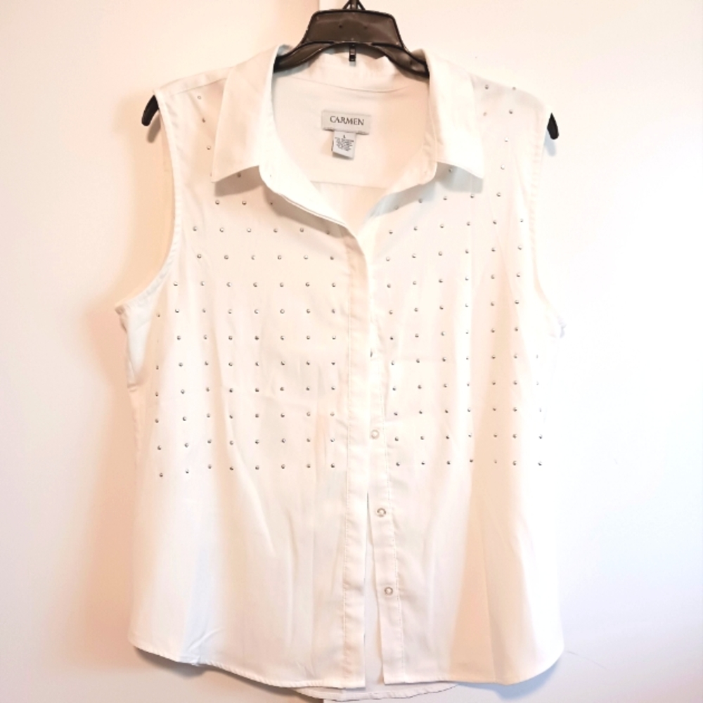 Carmen White Tank Blouse. Size Large.